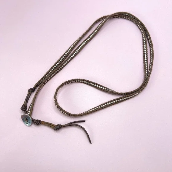 Chan Luu Sterling Silver Wrap Bracelet Brown Leather 925 Stamped 36" - Picture 4 of 5